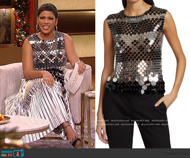 Sleeveless Metallic Paillette Top by Paco Rabanne worn by Tamron Hall  on Tamron Hall Show