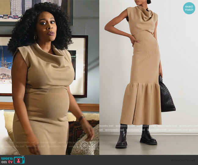 Tiered wool-blend maxi dress by 3.1 Phillip Lim worn by Lola Carmichael (Simone Missick) on All Rise
