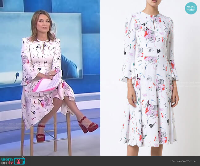 Pleated Skirt Floral Dress by Prabal Gurung worn by Savannah Guthrie on Today