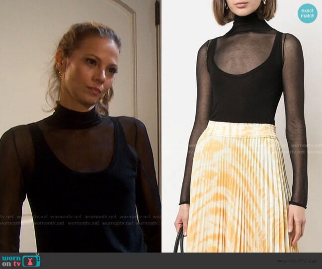 Layered Gauge Knit Turtleneck Top by Proenza Schouler White Label worn by Ava Vitali (Tamara Braun ) on Days of our Lives