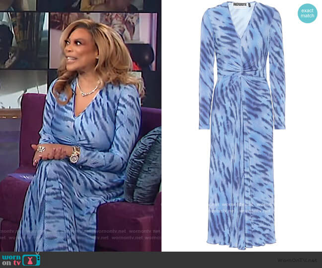 Sierra tiger-print jersey midi dress by Rotate Birger Christensen worn by Wendy Williams on The Wendy Williams Show