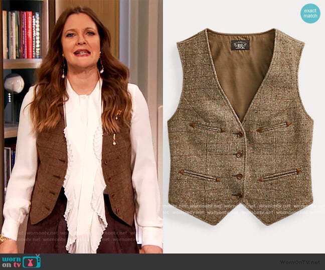 Blend Vest by Ralph Lauren worn by Drew Barrymore on The Drew Barrymore Show