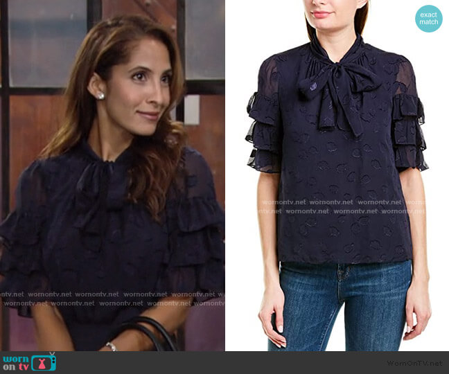 Tulip Clip Silk-Blend Top by Rebecca Taylor worn by Lily Winters (Christel Khalil) on The Young & the Restless