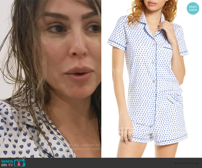 Heart Short Pajamas by Roller Rabbit worn by Kelly Dodd on The Real Housewives of Orange County