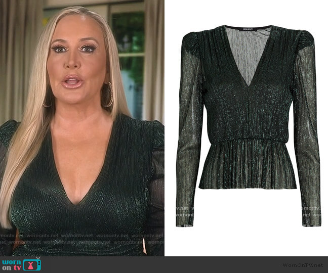 Samantha Plissé Lurex Top by Sabina Musayev worn by Shannon Beador  on The Real Housewives of Orange County