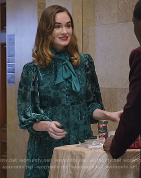 Samantha's green sheer velvet floral dress on All Rise