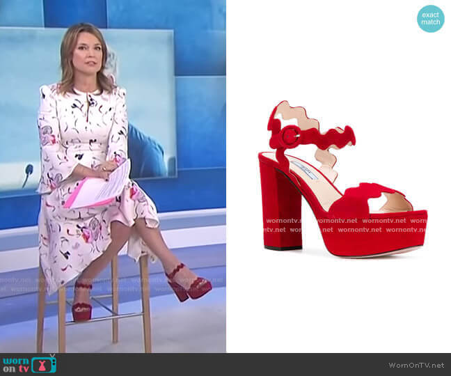 Scalloped Platform Sandals by Prada worn by Savannah Guthrie on Today