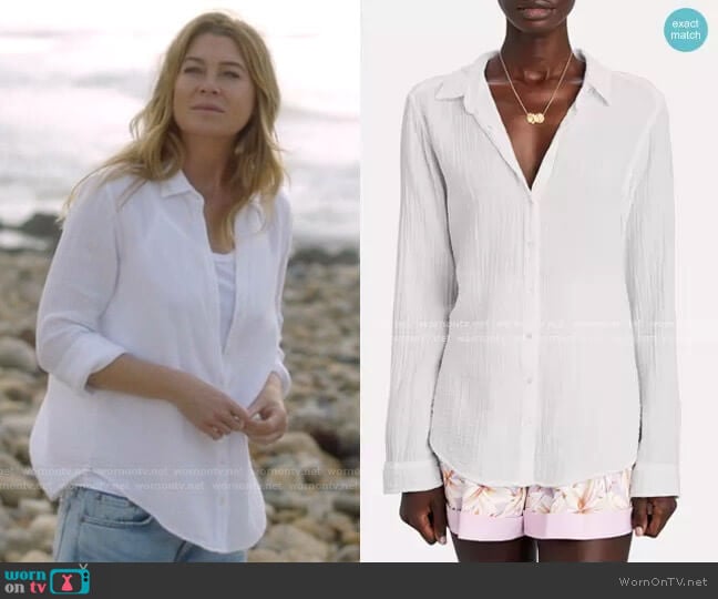 Scout Button Down Shirt by Xirena worn by Meredith Grey (Ellen Pompeo) on Greys Anatomy