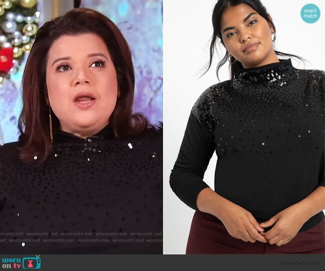 Sequin Mock Neck Sweater by Eloquii worn by Ana Navarro on The View