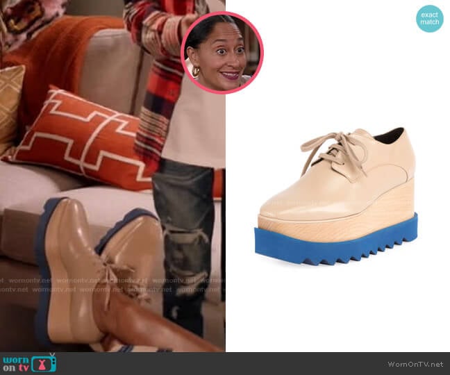 Elyse Platform Shoes in Blue/Nude by Stella McCartney worn by Rainbow Johnson (Tracee Ellis Ross) on Black-ish