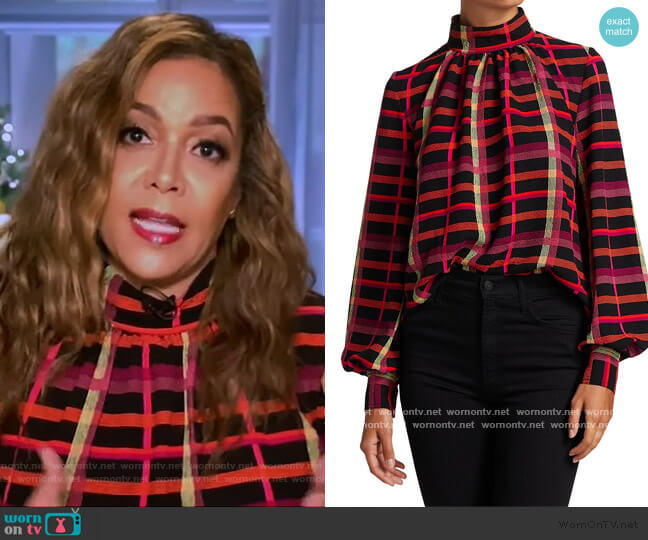 Eddy Puff-Sleeve Check Blouse by Stine Goya worn by Sunny Hostin on The View