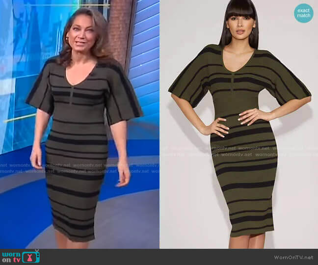 Stripe Sweater Sheath Dress - Gabrielle Union Collection by New York & Company worn by Ginger Zee  on Good Morning America