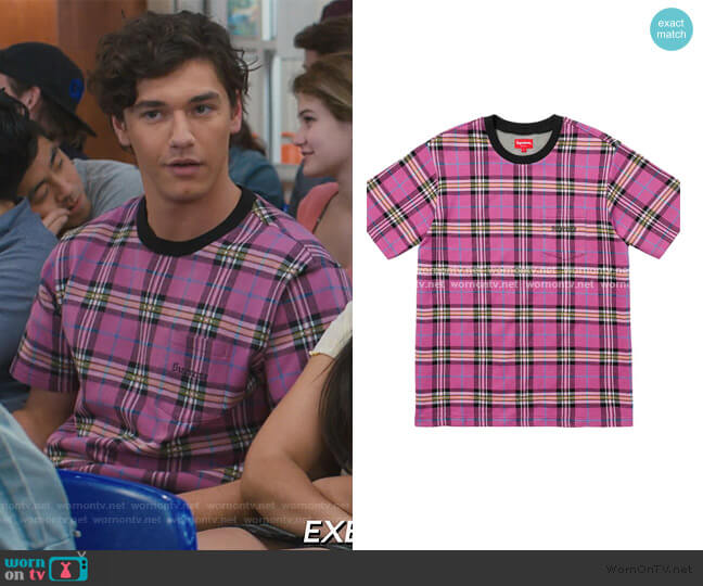 Pink Tartan Tee by Supreme worn by Jamie Spano (Belmont Cameli) on Saved By The Bell