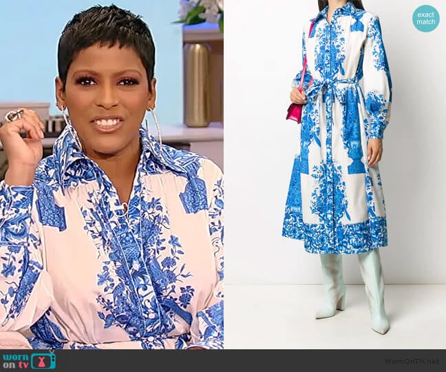 floral-print shirt dress by Valentino worn by Tamron Hall on Tamron Hall Show