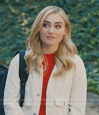 Taylor’s white corduroy jacket on American Housewife