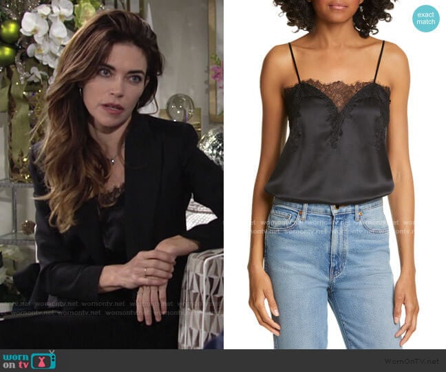 The Sweetheart Silk Charmeuse Camisole by Cami NYC worn by Victoria Newman (Amelia Heinle) on The Young and the Restless