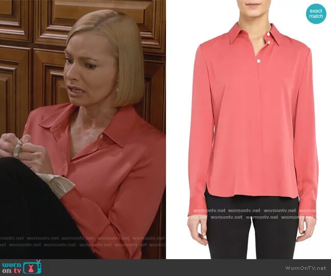 Stretch Silk Classic Fitted Shirt by Theory worn by Jill Kendall (Jaime Pressly) on Mom