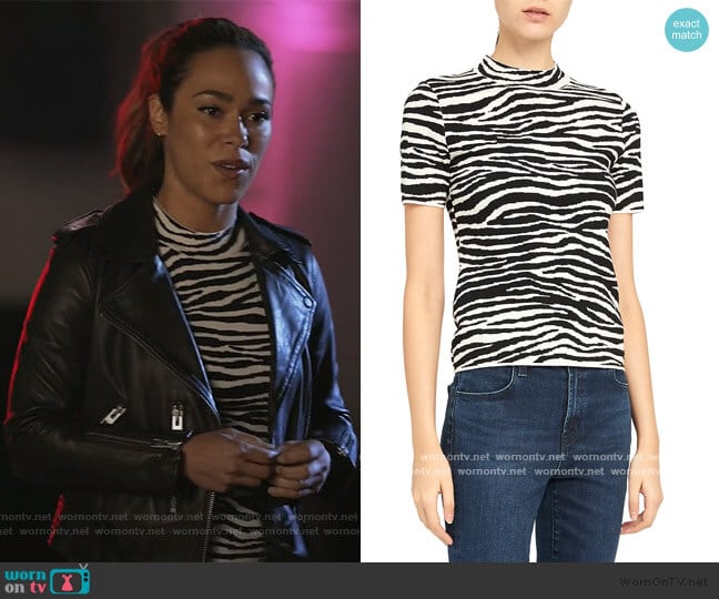 Zebra Wool-Blend Tee by Theory worn by Emily Lopez (Jessica Camacho) on All Rise