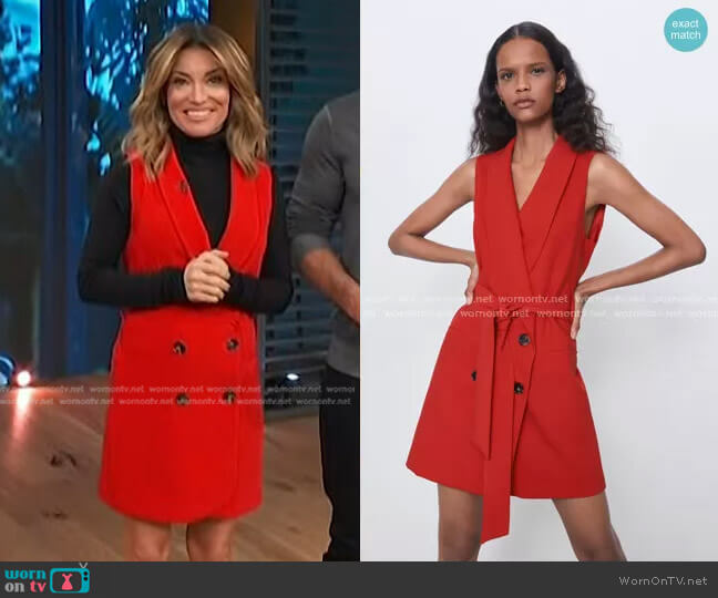 Tied Belt Vest by Zara worn by Kit Hoover on Access Hollywood