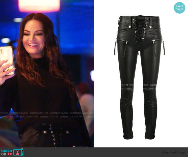 Lace-Up Cropped Trousers by Unravel Project worn by Lisa Barlow on The Real Housewives of Salt Lake City
