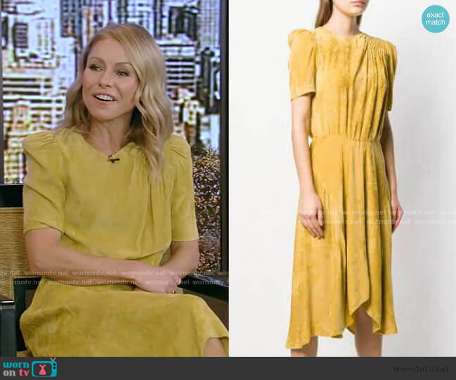 Ulia Pleated Corduroy Dress by Isabel Marant worn by Kelly Ripa  on Live with Kelly & Ryan