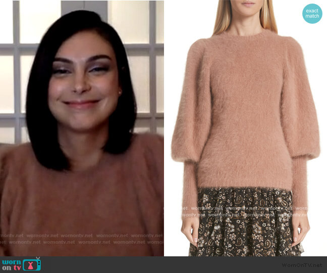 Labelle Puff Sleeve Angora Blend Sweater by Ulla Johnson worn by Morena Baccarin on The Talk