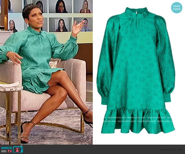 Mock Neck Flared Dress by Ulla Johnson worn by Tamron Hall on Tamron Hall Show