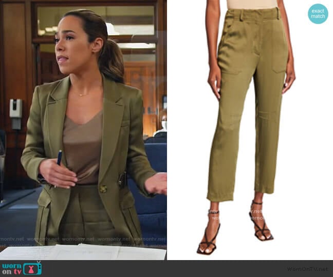 Miranda Twill Pants by Veronica Beard worn by Emily Lopez (Jessica Camacho) on All Rise