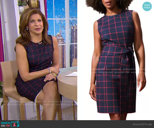 Windowpane Tie-Front Sheath Dress by Toccin worn by Hoda Kotb on Today