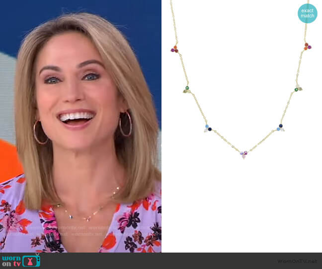 Dainty Trio Cluster Necklace by Accessory Concierge worn by Amy Robach  on Good Morning America