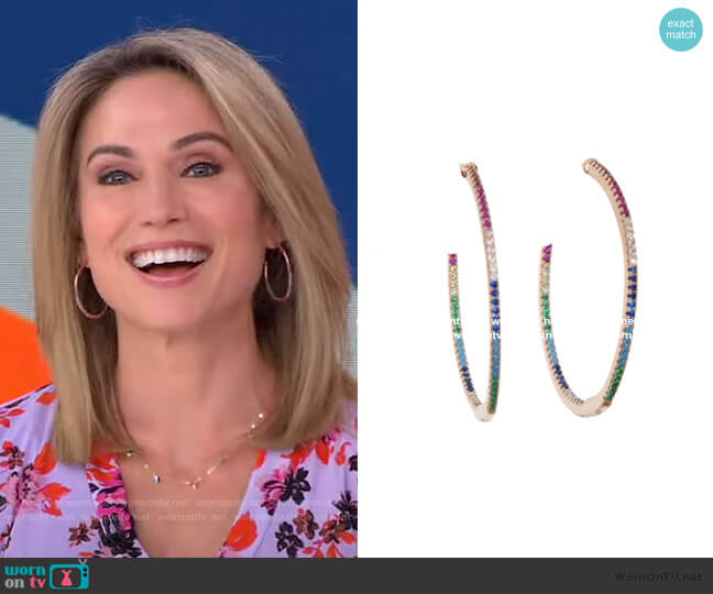 Pave Rainbow Hoops by Accessory Concierge worn by Amy Robach  on Good Morning America