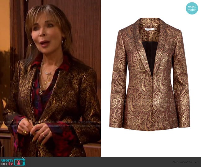 Richie Metallic Paisley Blazer by Alice + Olivia worn by Kate Roberts (Lauren Koslow) on Days of our Lives