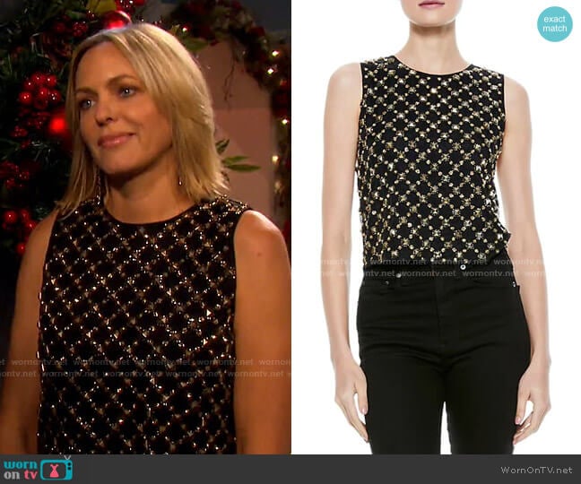 Amal Embellished Boxy Tank by Alice + Olivia worn by Nicole Walker (Arianne Zucker) on Days of our Lives