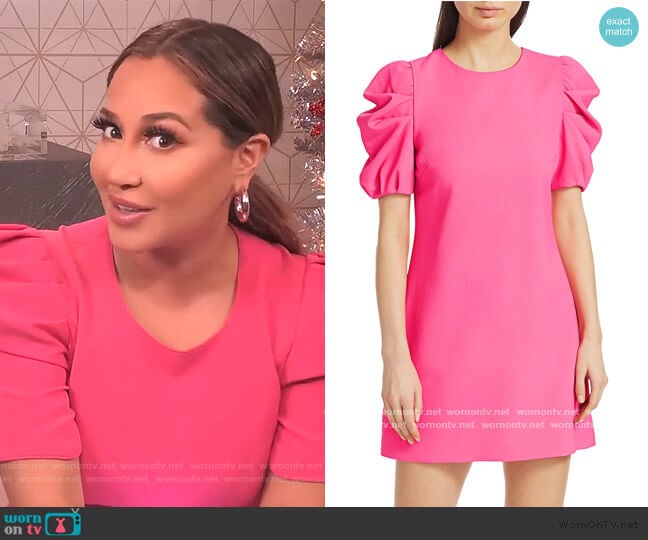 WornOnTV: Adrienne’s pink puff sleeve mini dress on The Real | Adrienne ...