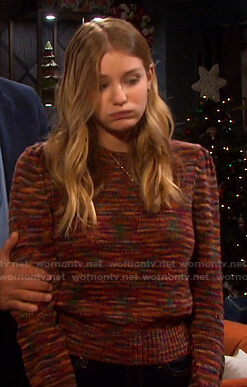 Allie’s multicolor puff sleeve sweater on Days of our Lives