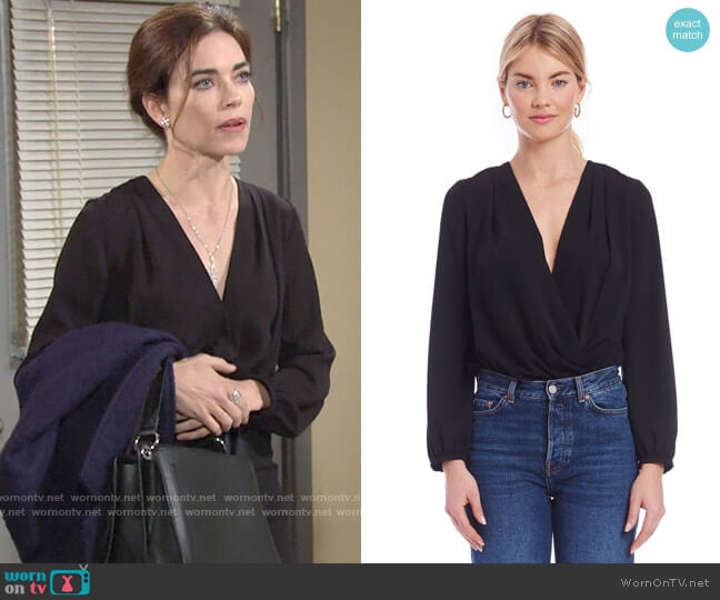 Amanda Uprichard Crossover Bodysuit worn by Victoria Newman (Amelia Heinle) on The Young and the Restless