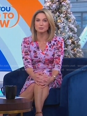 Amy’s lilac floral print ruched dress on Good Morning America