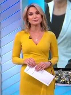 Amy’s yellow knit wrap dress on Good Morning America