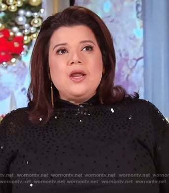 Ana’s black sequin mock neck sweater on The View