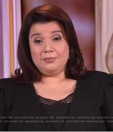 Ana’s black puff shoulder blazer on The View