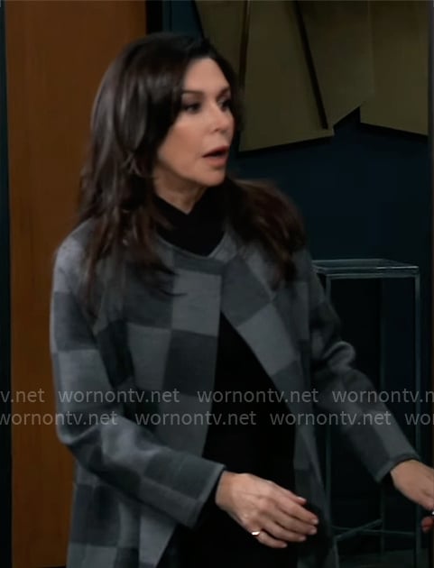 Anna's gray check coat on General Hospital