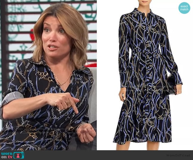 Printed Shirtdress by Aqua worn by Kit Hoover on Access Hollywood