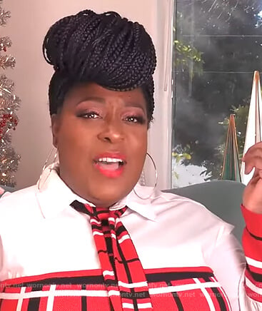 Loni’s red plaid contrast dress on The Real