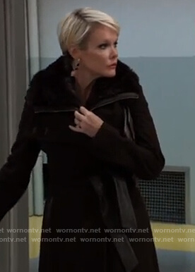 Ava’s black shearling collar coat on General Hospital