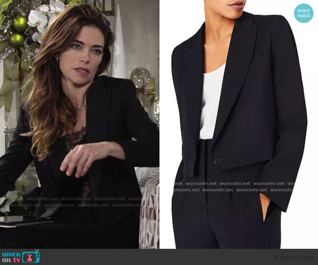 WornOnTV: Victoria’s black lace top and cropped blazer on The Young and ...