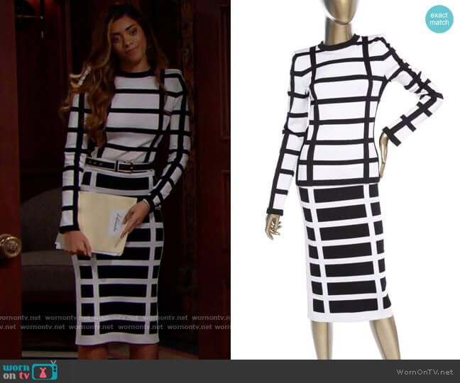 Balmain Checked Knit Set worn by Zoe (Kiara Barnes) on The Bold and the Beautiful