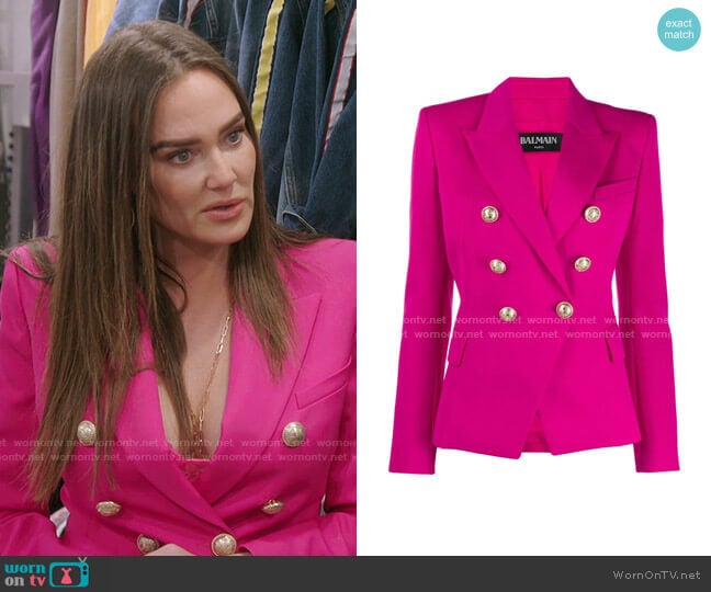 Double-Breasted Blazer by Balmain worn by Meredith Marks on The Real Housewives of Salt Lake City