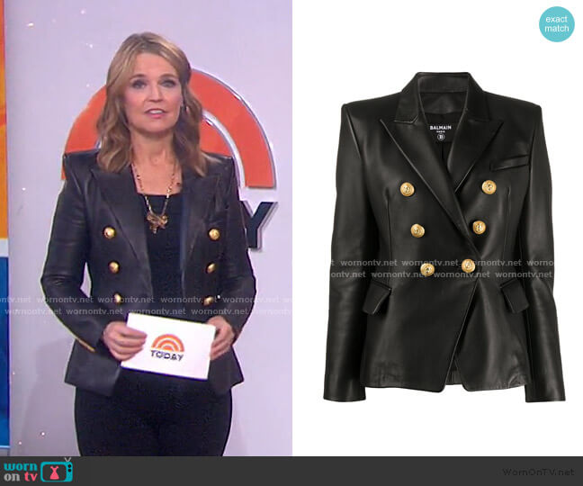 WornOnTV: Savannah’s black double breasted leather blazer on Today ...