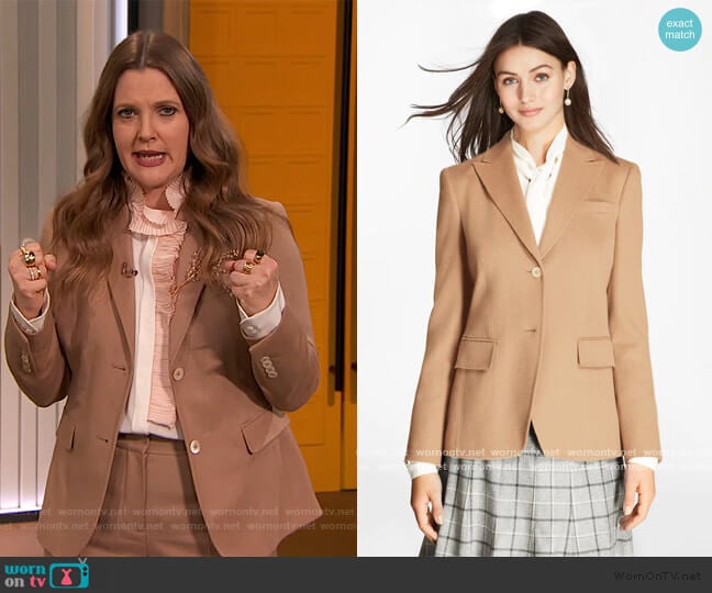 Camel Hair Jacket by Brooks Brothers worn by Drew Barrymore on The Drew Barrymore Show