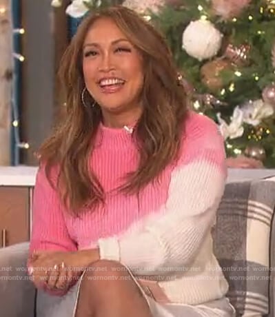 Carrie's pink tie dye sweater on The Talk